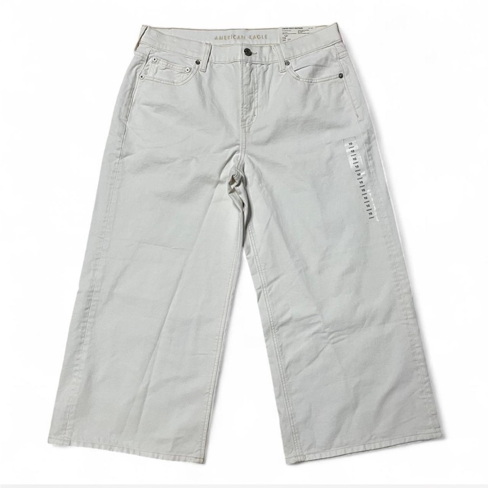 American Eagle white 90s wide leg crop denim - 10 SHORT
